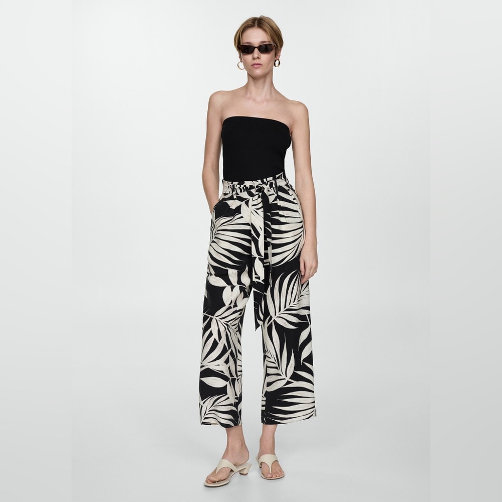 Mango tropical print pants